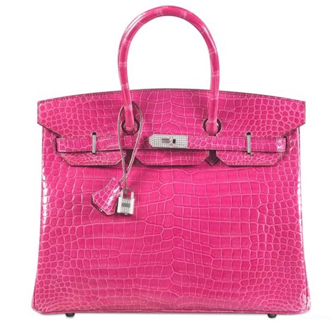 fuchsia pink crocodile hermes birkin bag